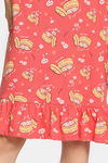 Rosaline Bon Appetit Knit Cotton Short Length Nightdress - Deep Sea Coral — thumbnail 6